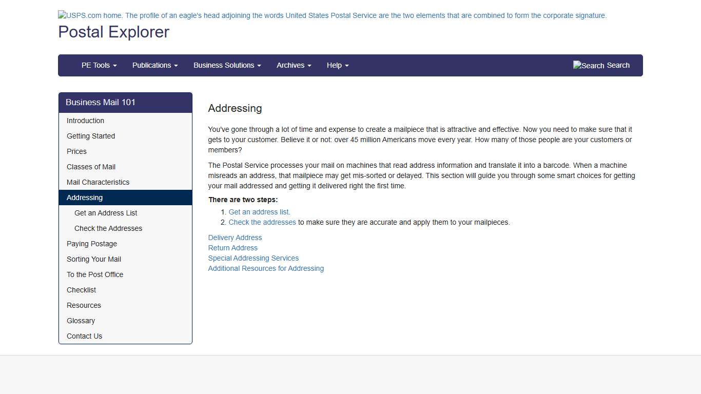 Addressing Postal Explorer
